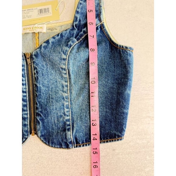 NWT Ramy Brook Denim Zippered Crop Top Vest XS Medium Wash MSRP $195 - Picture 6 of 10